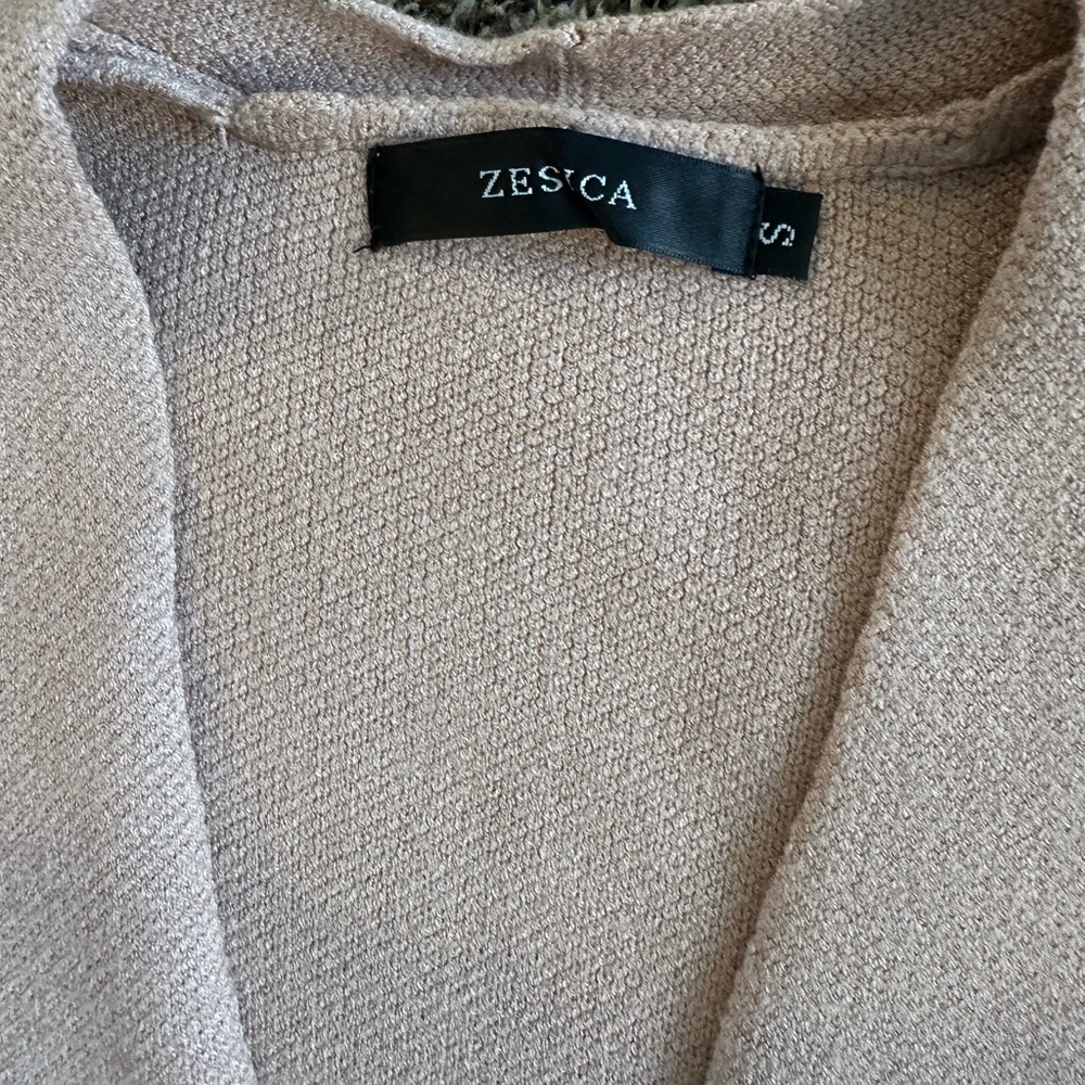 ZESICA Women's Cream Long Sleeves Open Front Knitted Sweater Cardigan SMALL - Picture 6 of 8